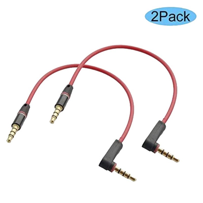 Seadream Audio Cable Short 3.5mm 1/8" TRRS Angled Male to Male Headphones Aux Cord 4 Conductor(4 Pole) Auxiliary Cord Extender Cord for Headset, iPhone, iPad, Smartphones, Tablets Car Home Speaker 2Pack 8 inch - Image 2